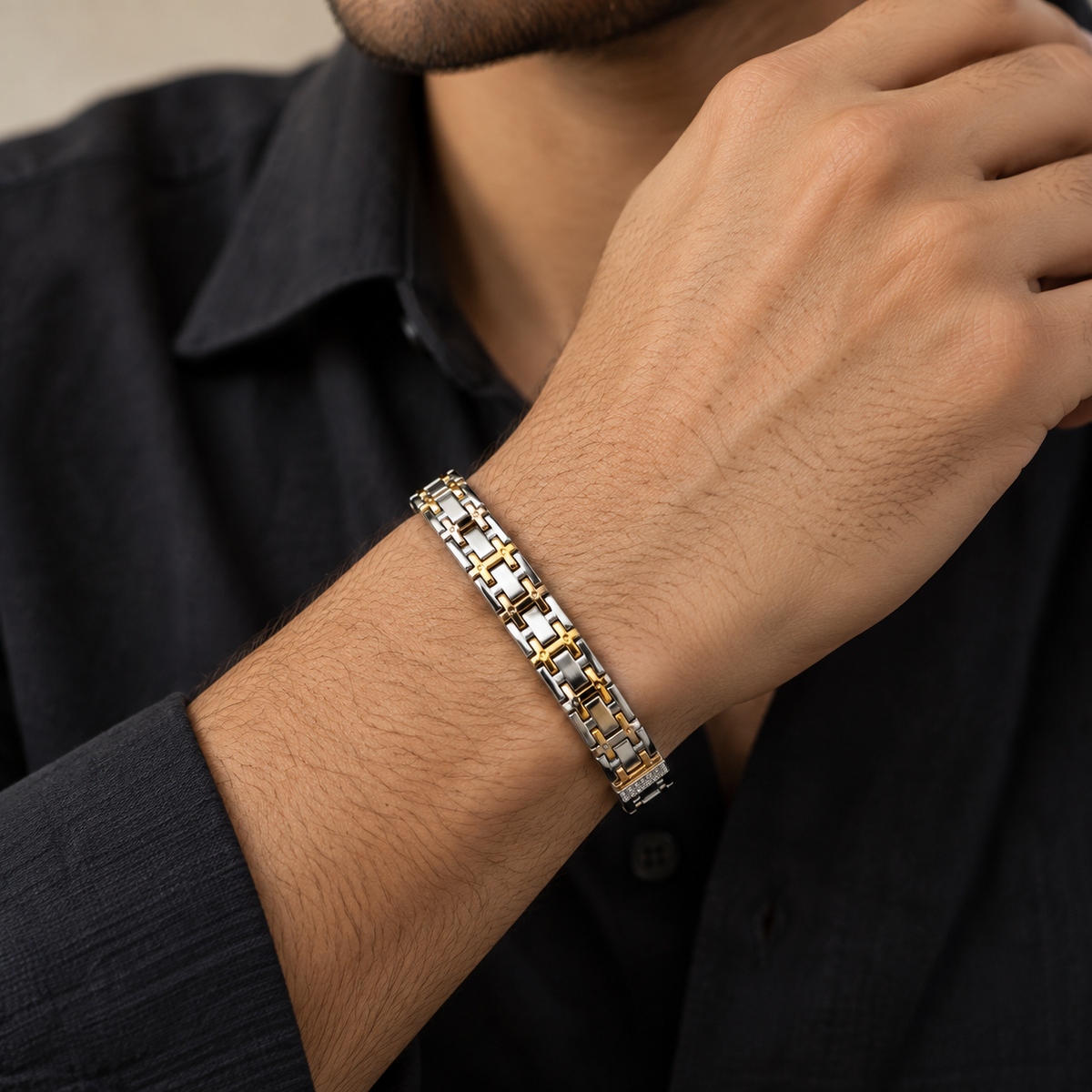 Titan Cross-Link Dual-Tone Bracelet for Men