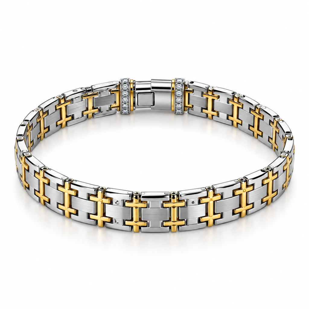 Titan Cross-Link Dual-Tone Bracelet for Men