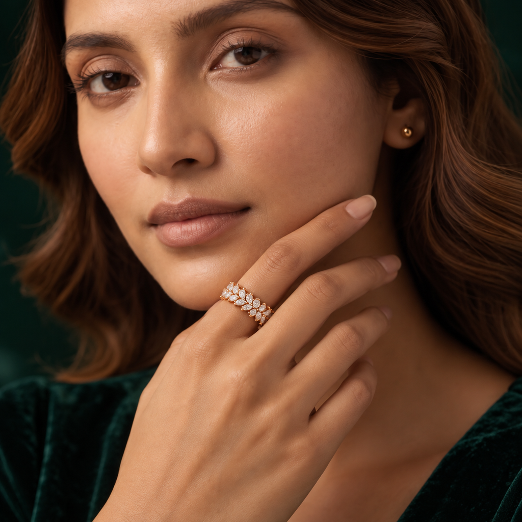 Marquise Leaf Eternity Ring