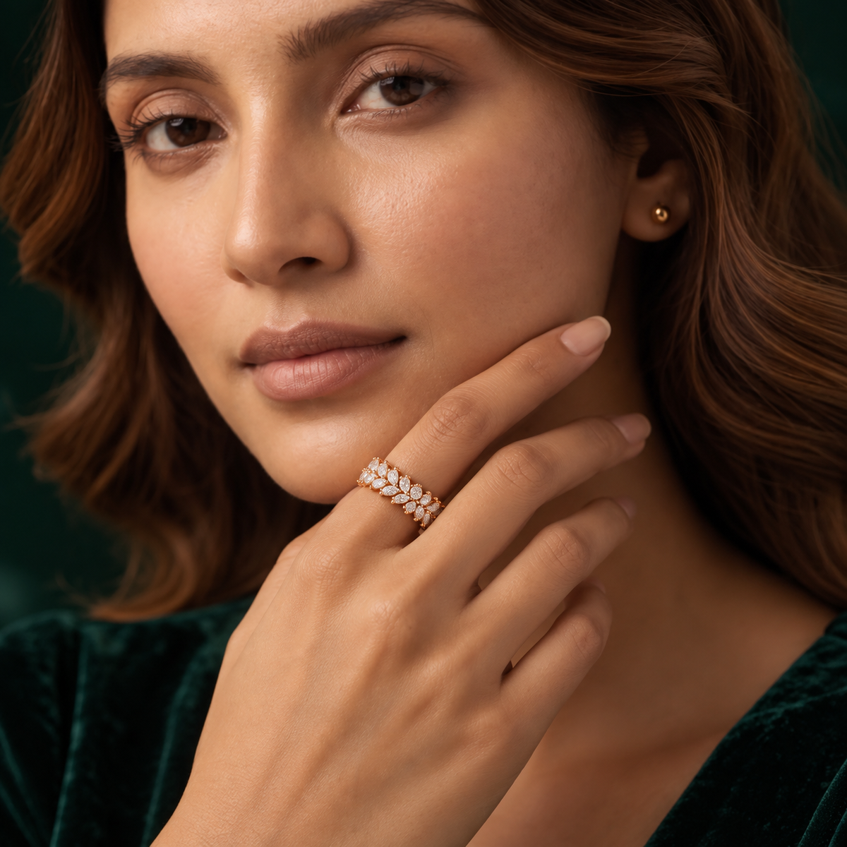 Marquise Leaf Eternity Ring