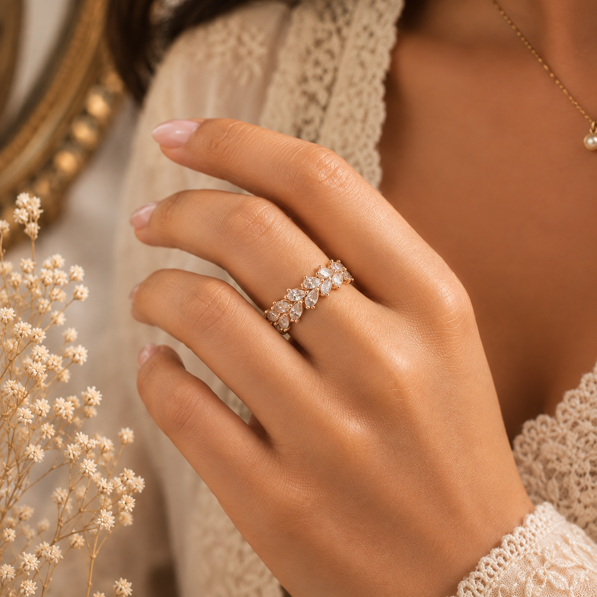 Marquise Leaf Eternity Ring