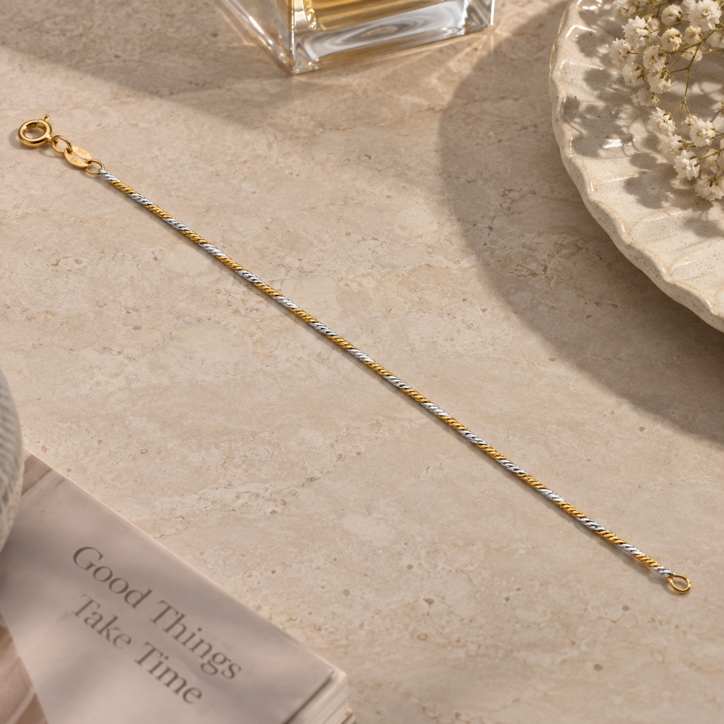 Two-Tone Twist Chain Anklet