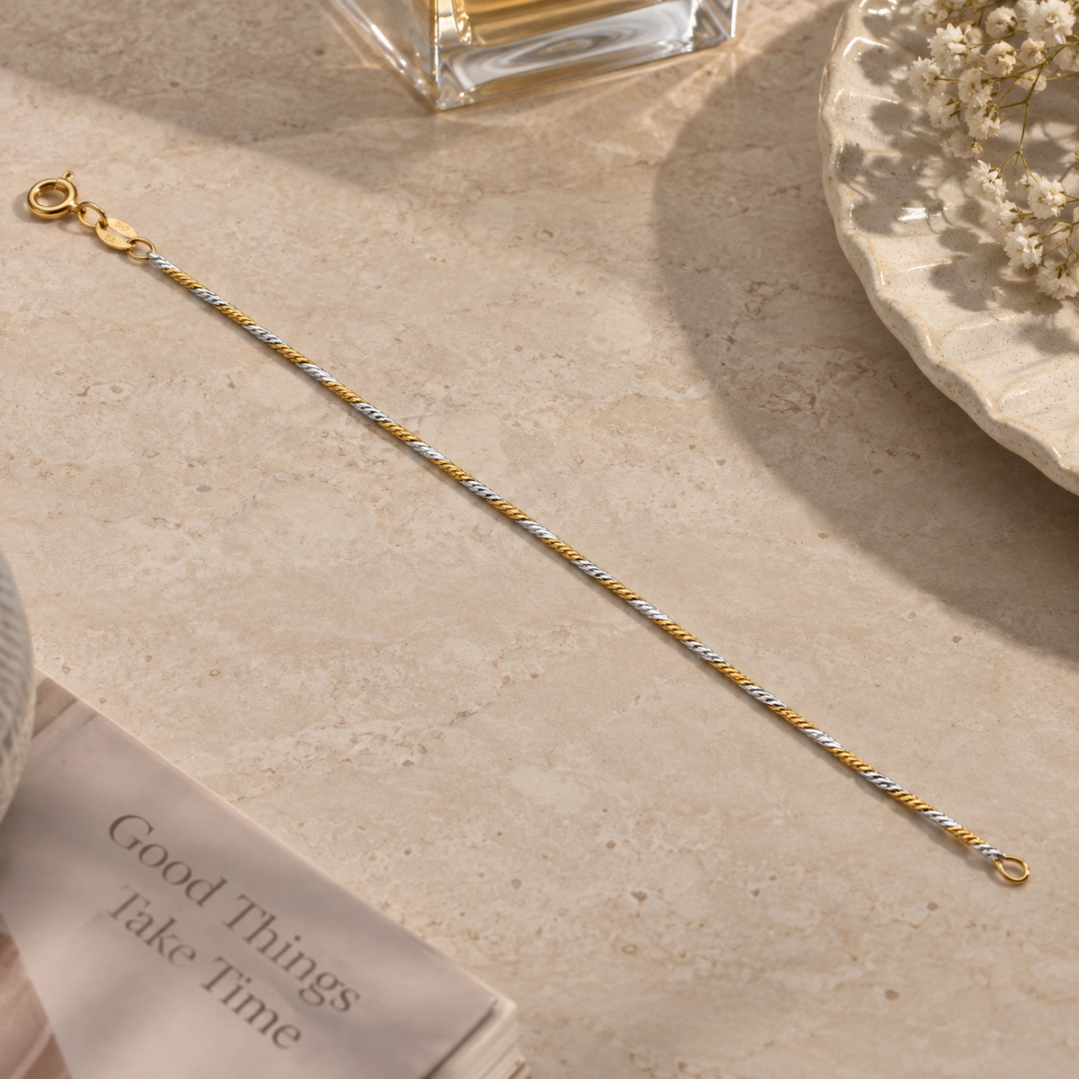 Two-Tone Twist Chain Anklet