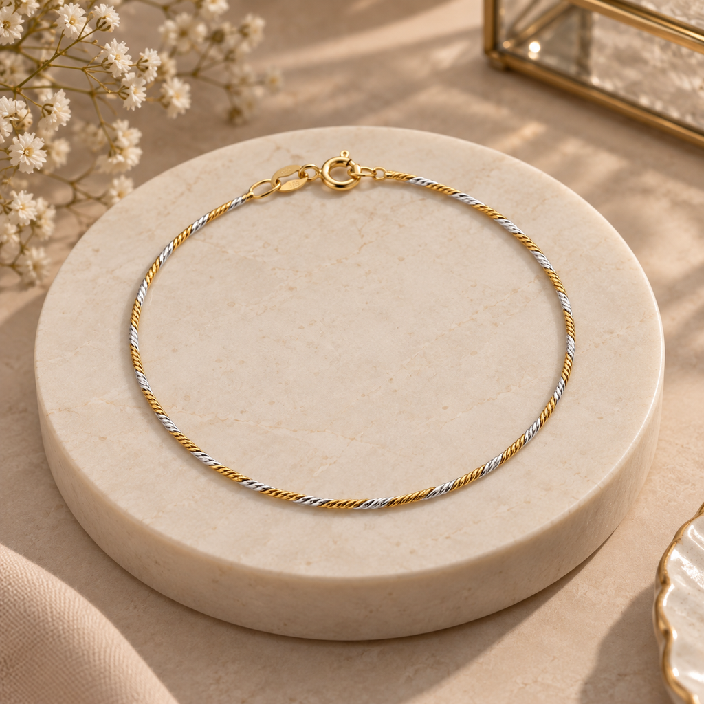 Two-Tone Twist Chain Anklet