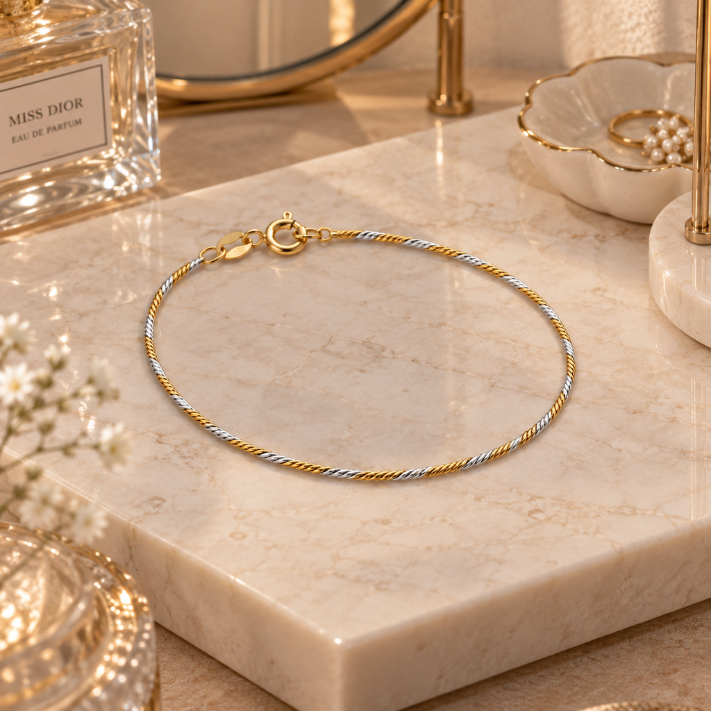 Two-Tone Twist Chain Anklet