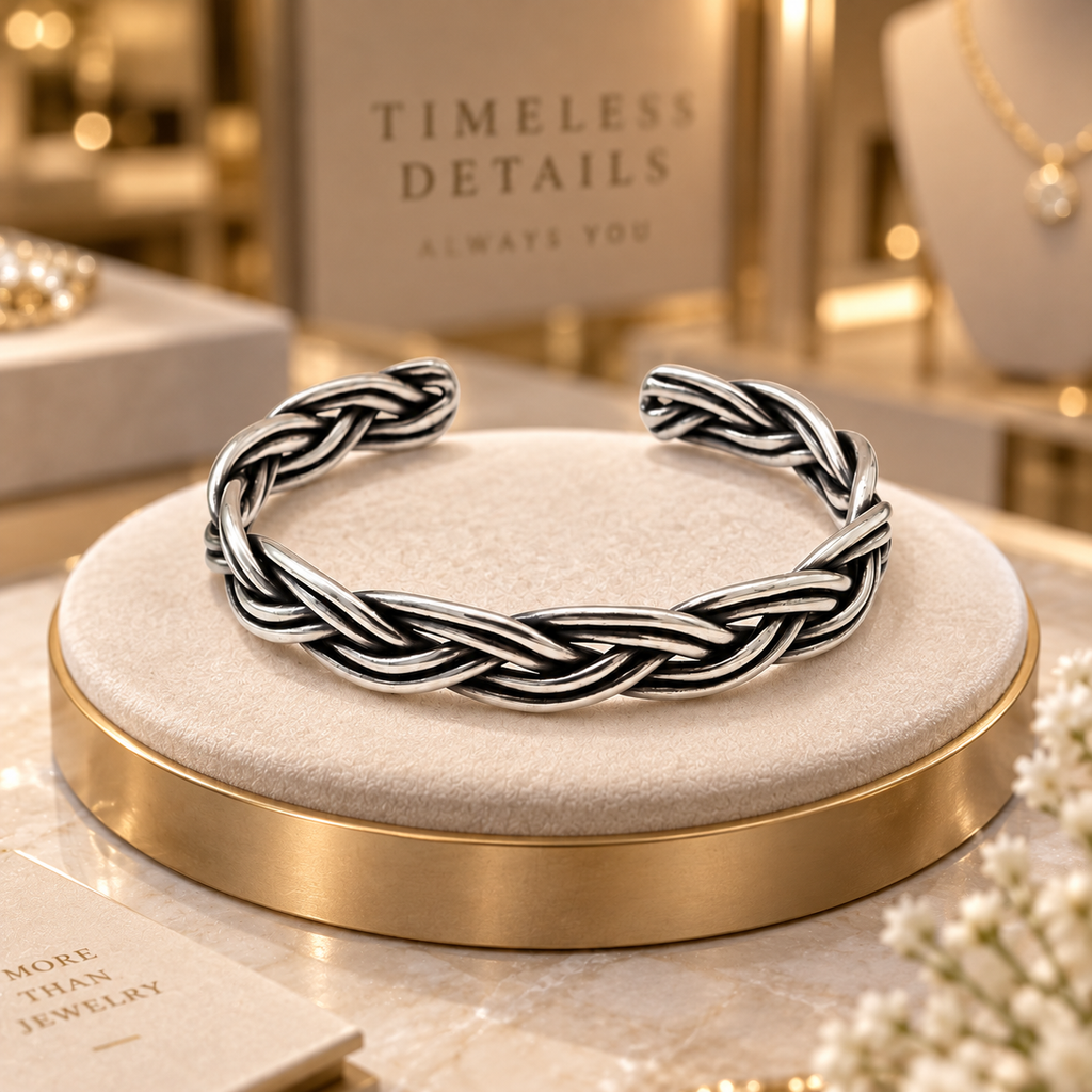 Braided Plait Loop Cuff Bracelet