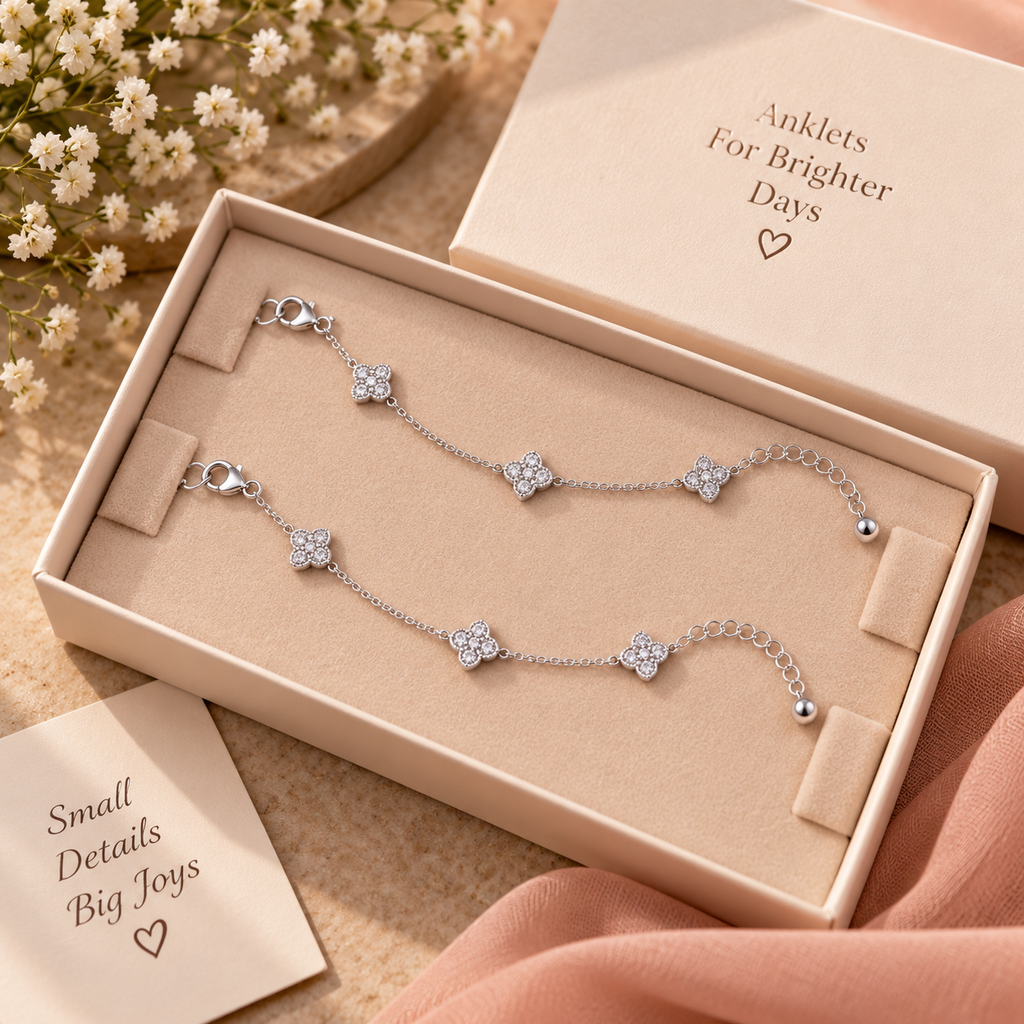 Pave Clover Trail Anklet