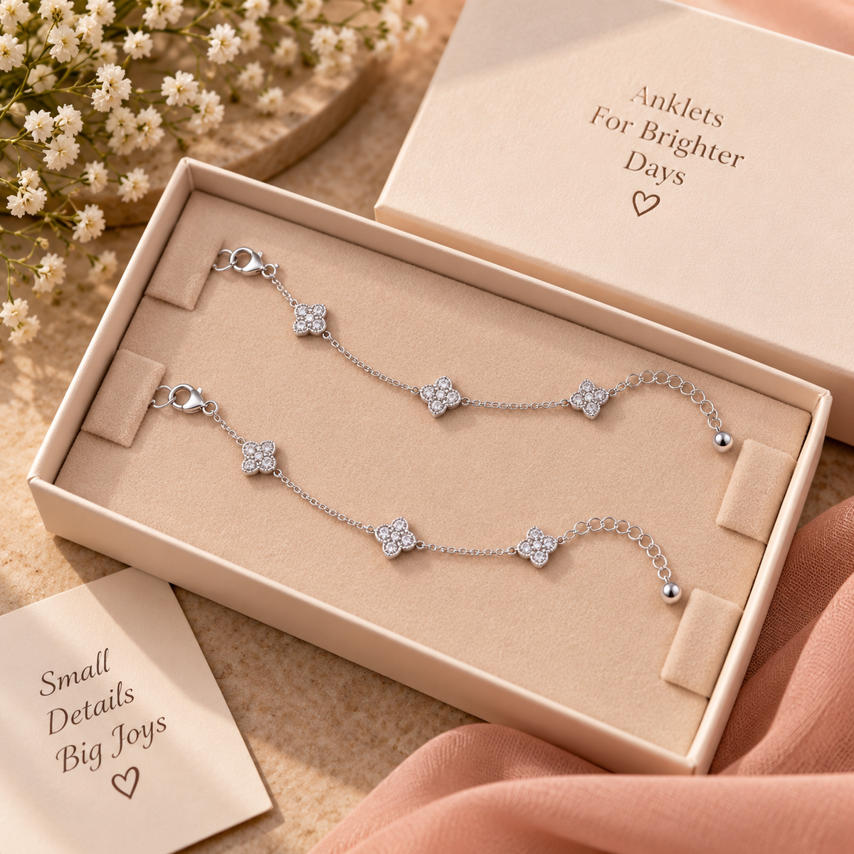 Pave Clover Trail Anklet