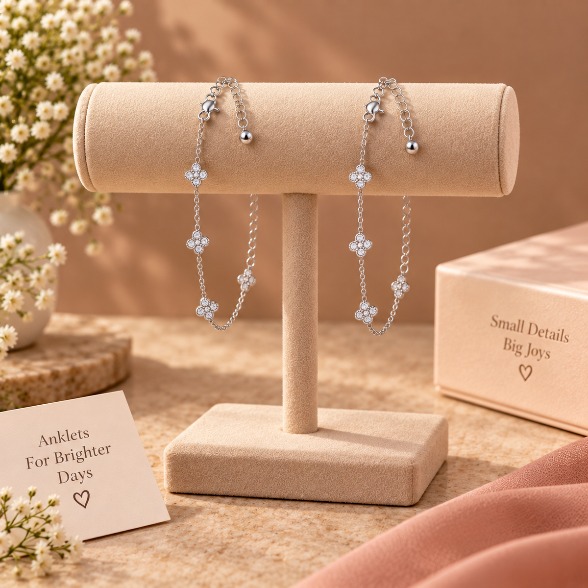 Pave Clover Trail Anklet
