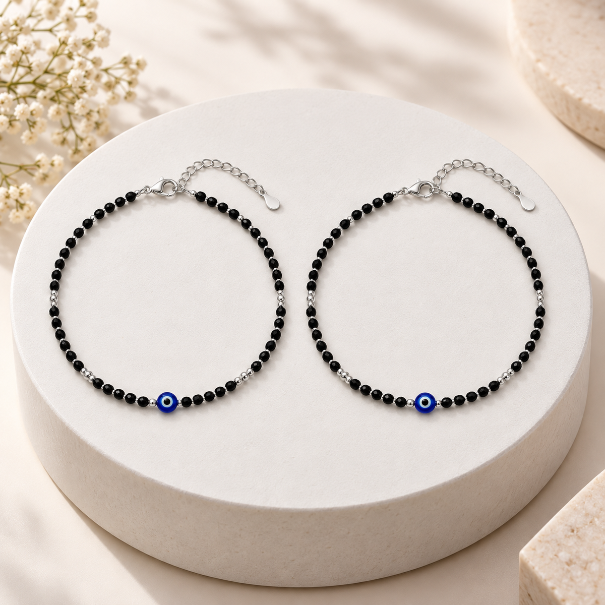 Midnight Bead Evil Eye Anklet
