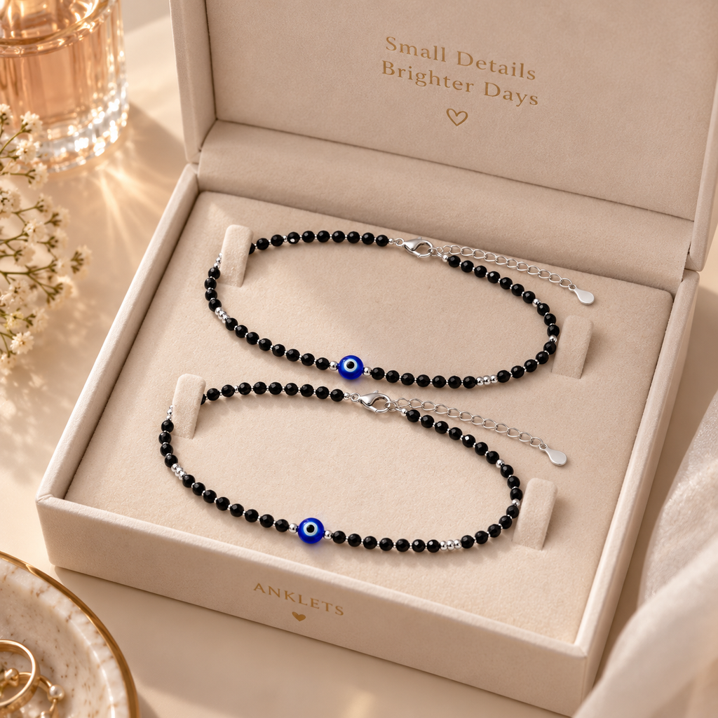Midnight Bead Evil Eye Anklet
