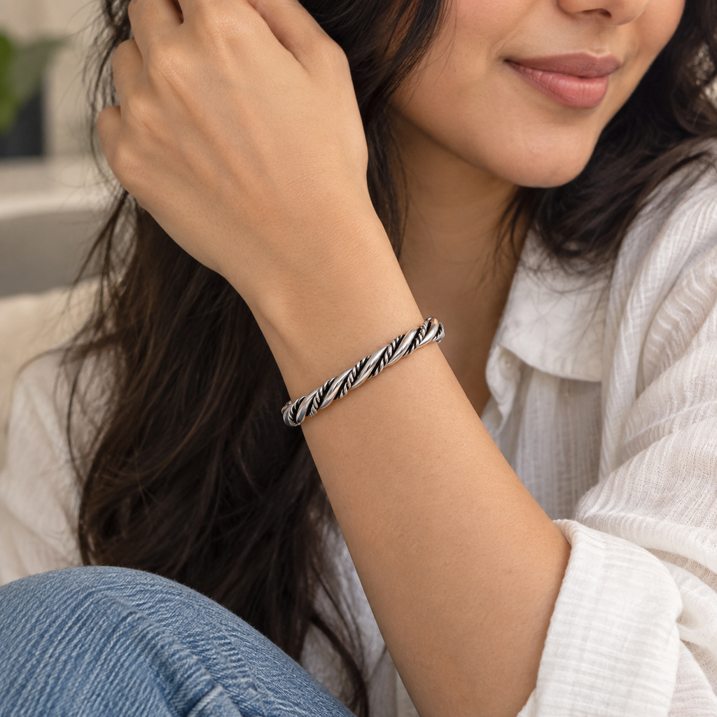Double Helix Cable Cuff Bracelet