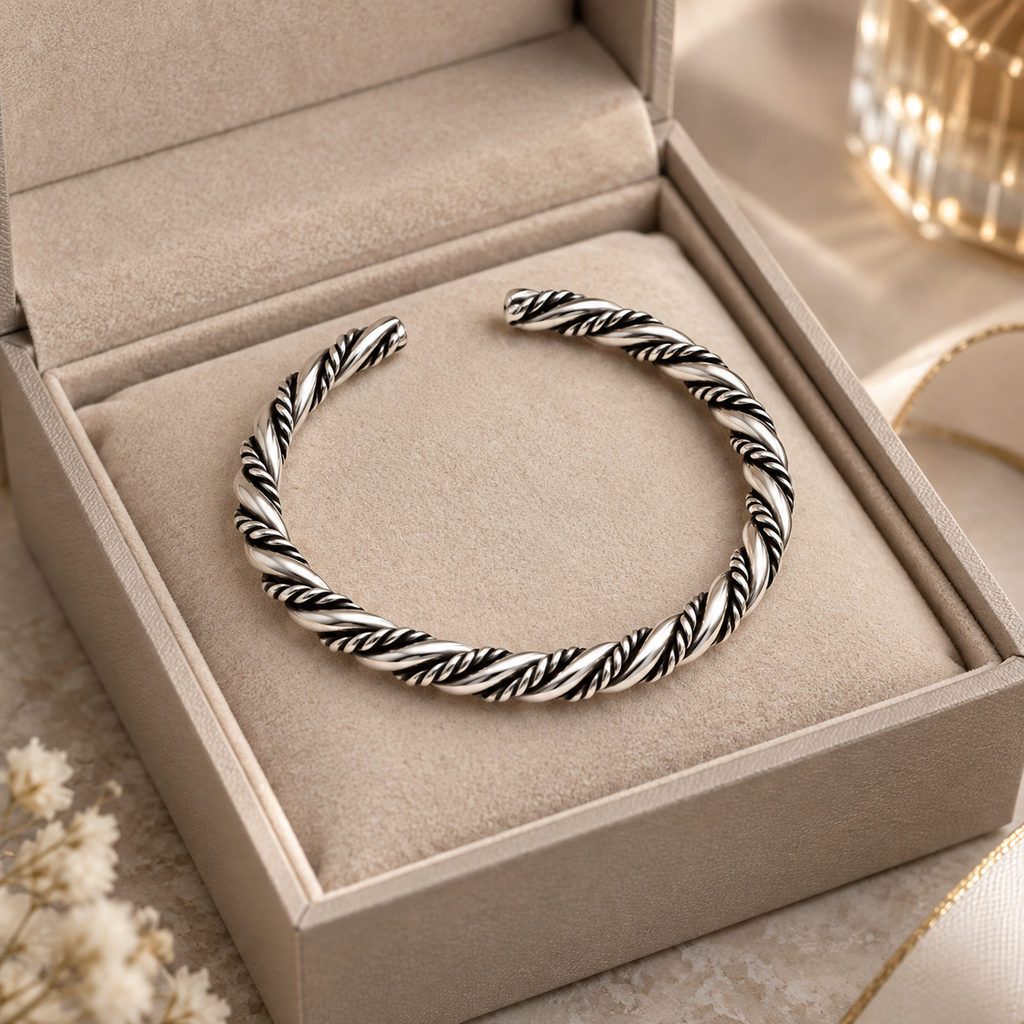 Double Helix Cable Cuff Bracelet