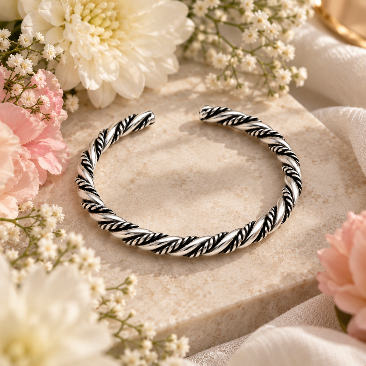 Double Helix Cable Cuff Bracelet