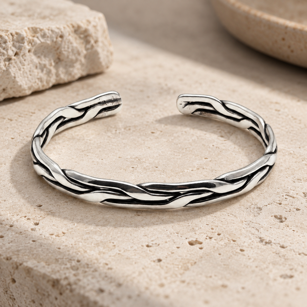 Twisted Rope Weave Cuff Bracelet