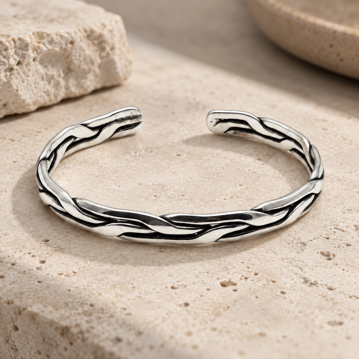 Twisted Rope Weave Cuff Bracelet