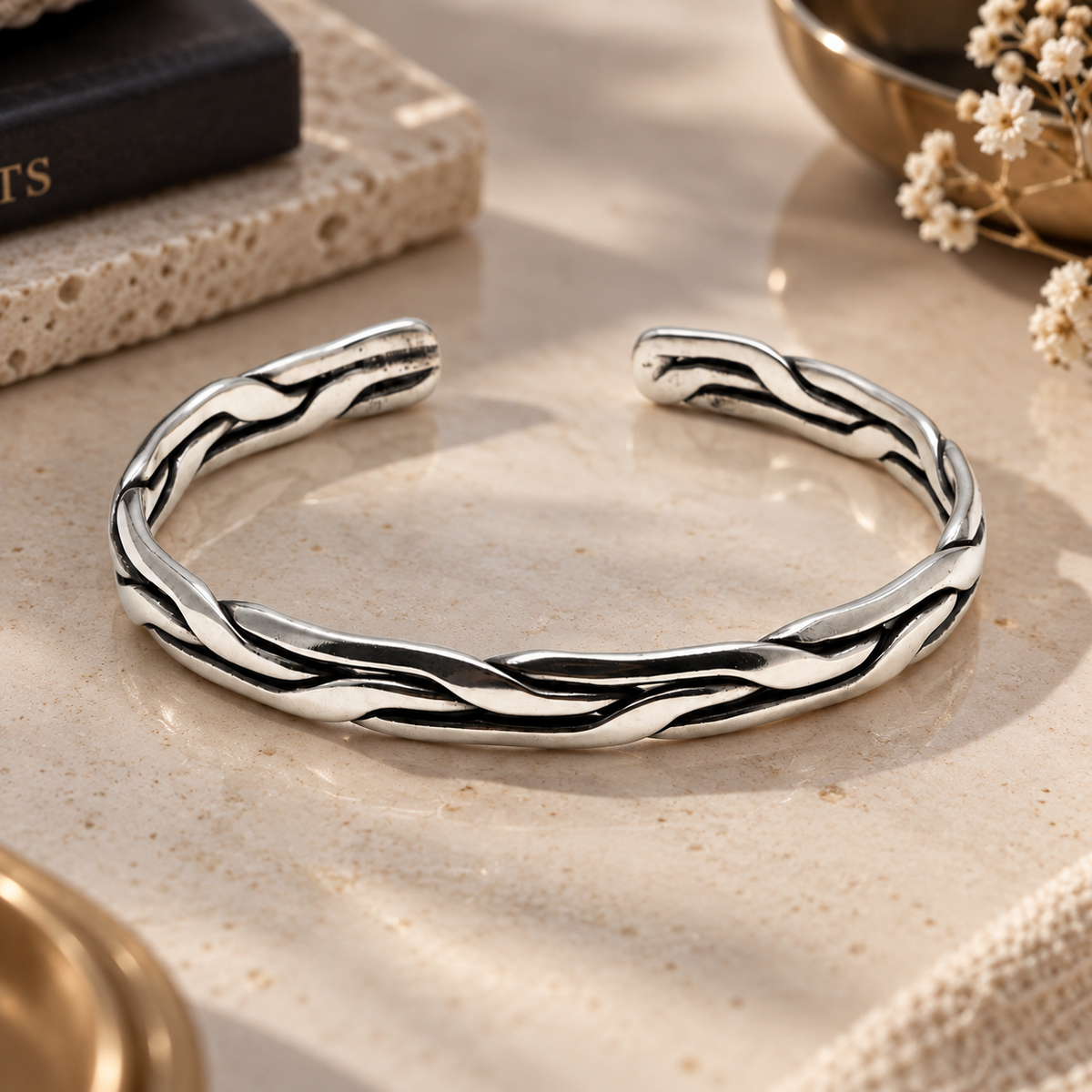 Twisted Rope Weave Cuff Bracelet