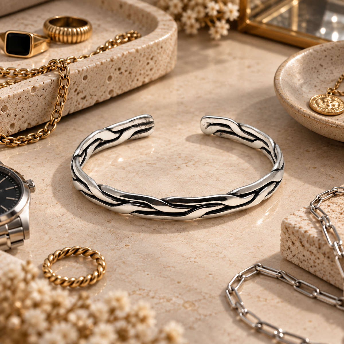 Twisted Rope Weave Cuff Bracelet