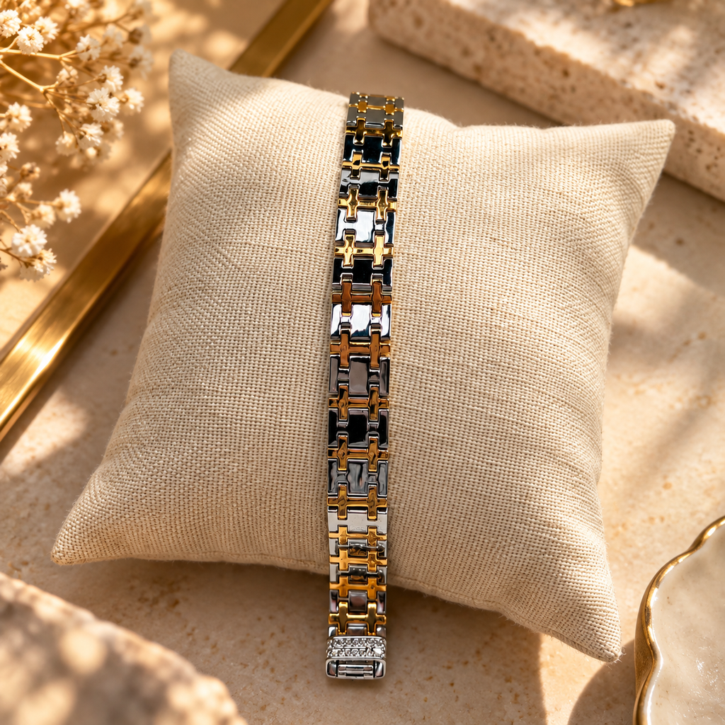 Titan Cross-Link Dual-Tone Bracelet for Men
