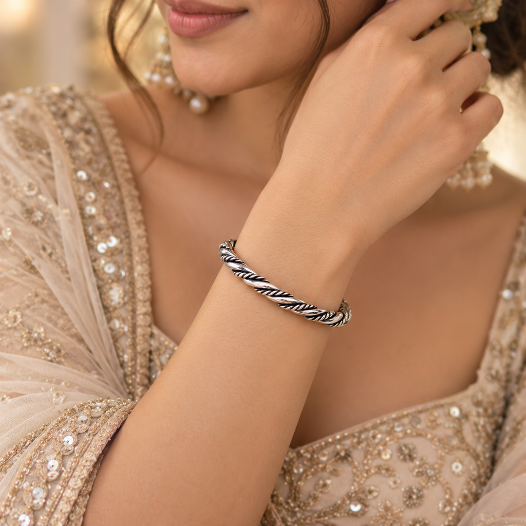 Double Helix Cable Cuff Bracelet