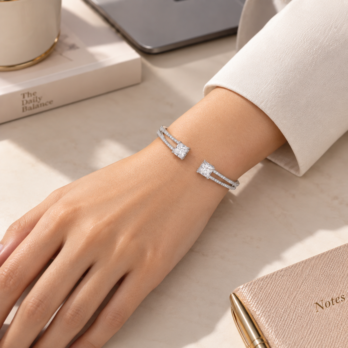 Twin Star Princess-Cut Cuff