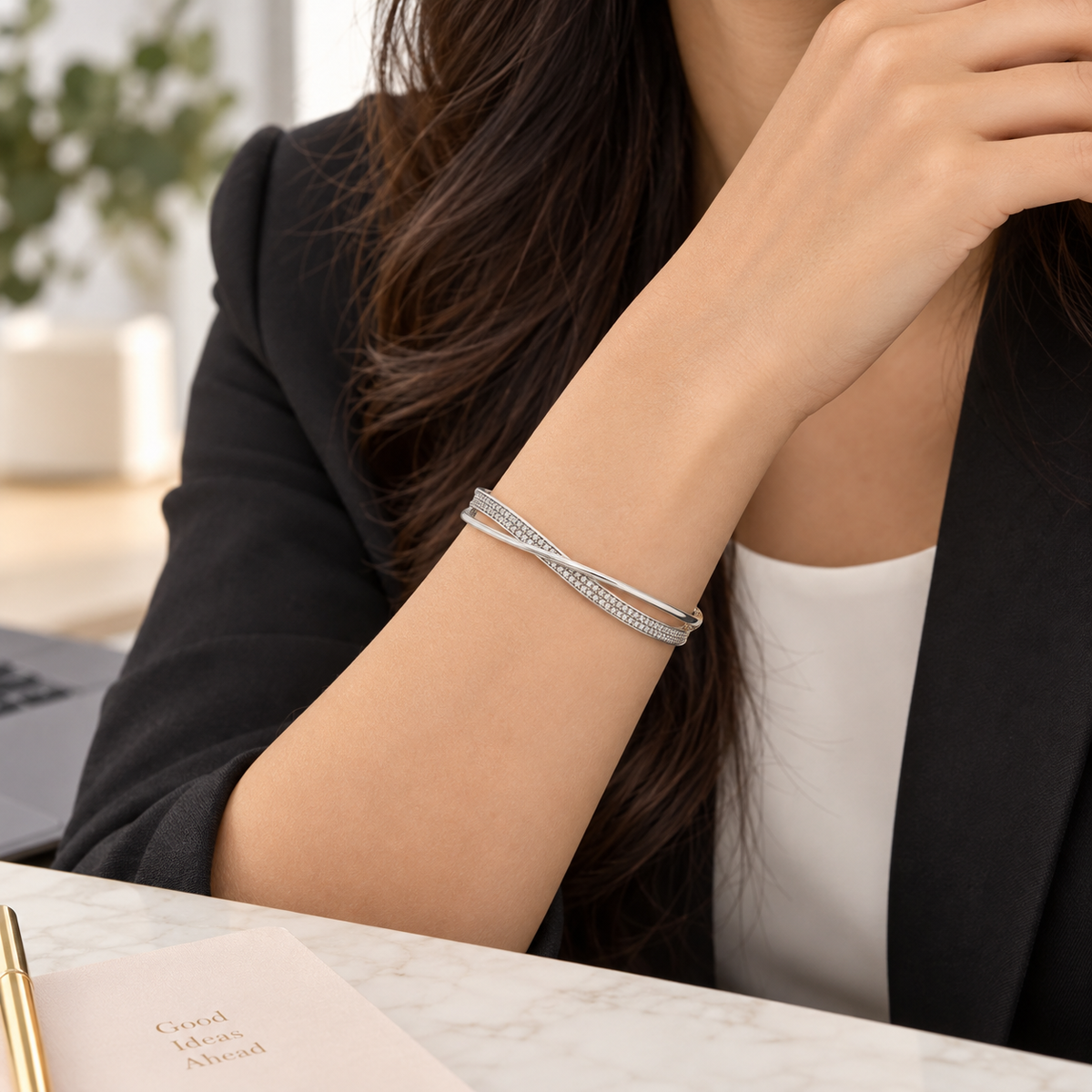 Crossover Pave Bar Bracelet