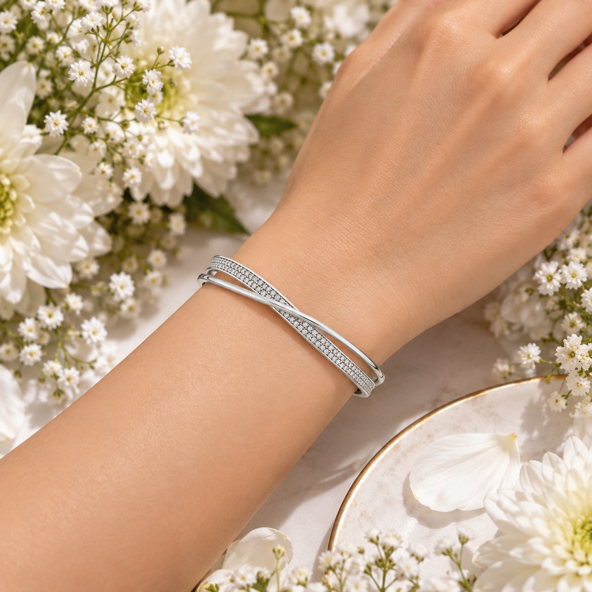 Crossover Pave Bar Bracelet