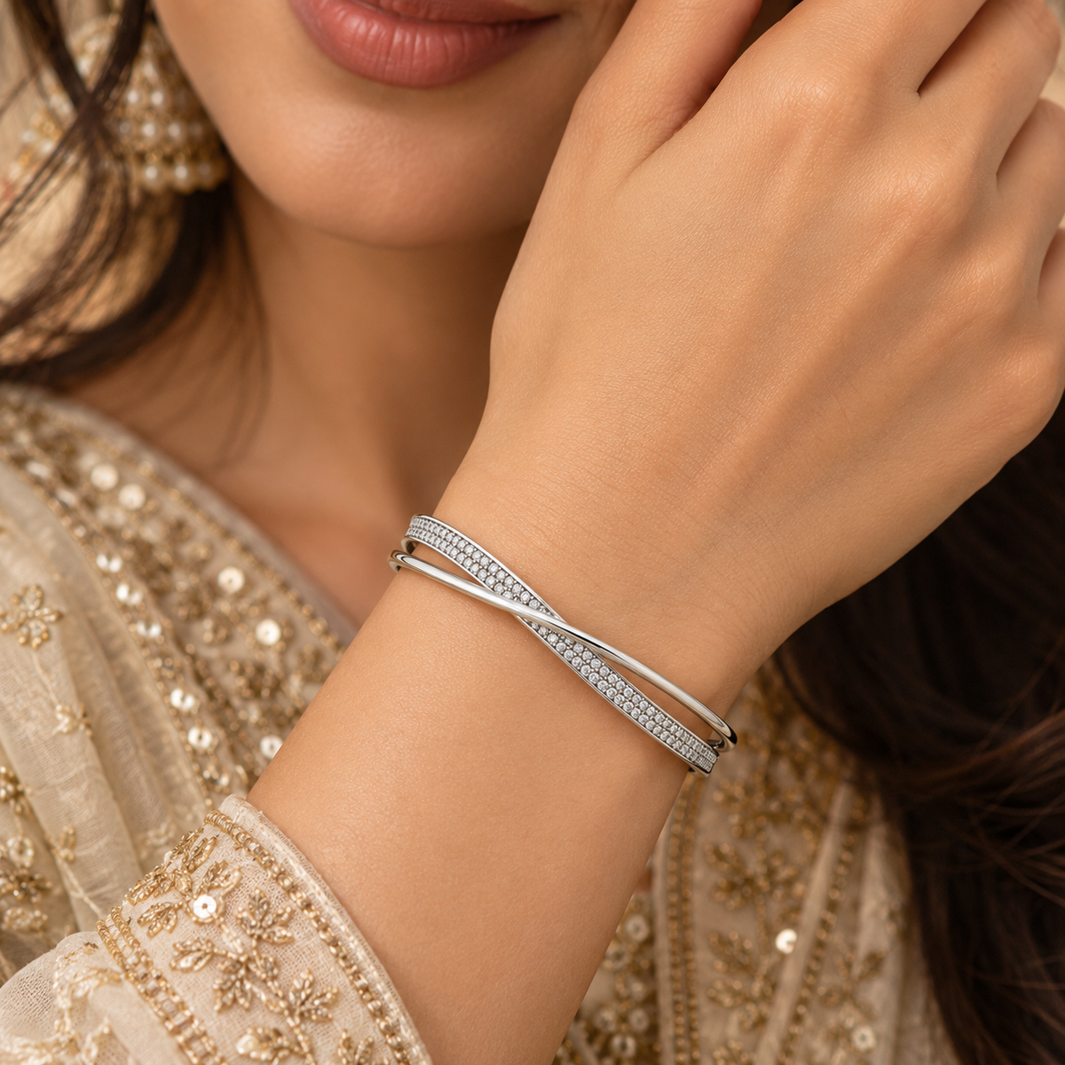 Crossover Pave Bar Bracelet