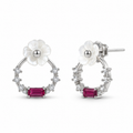 Flower & Pink CZ Circle Studs