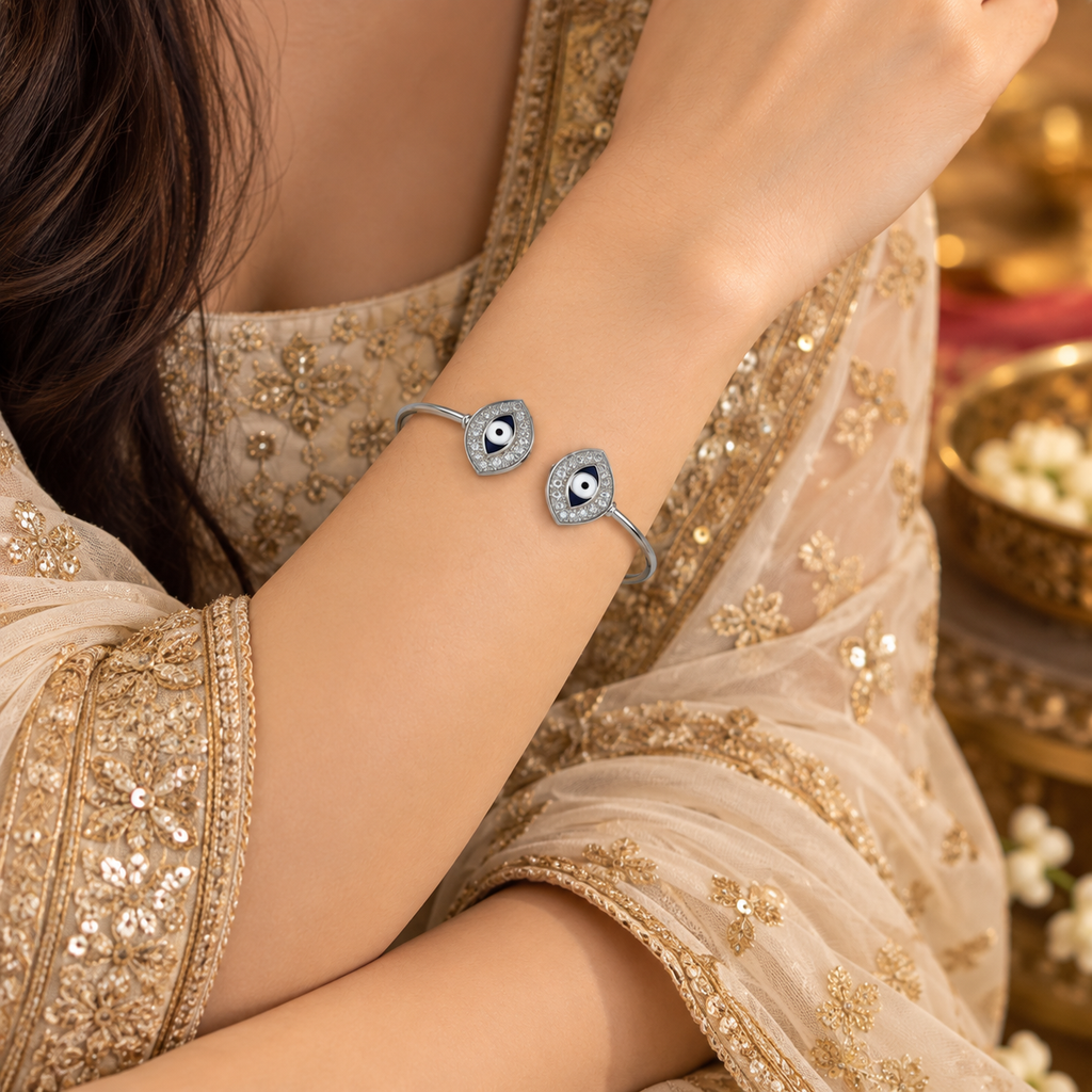 Evil Eye Open Cuff Bangle