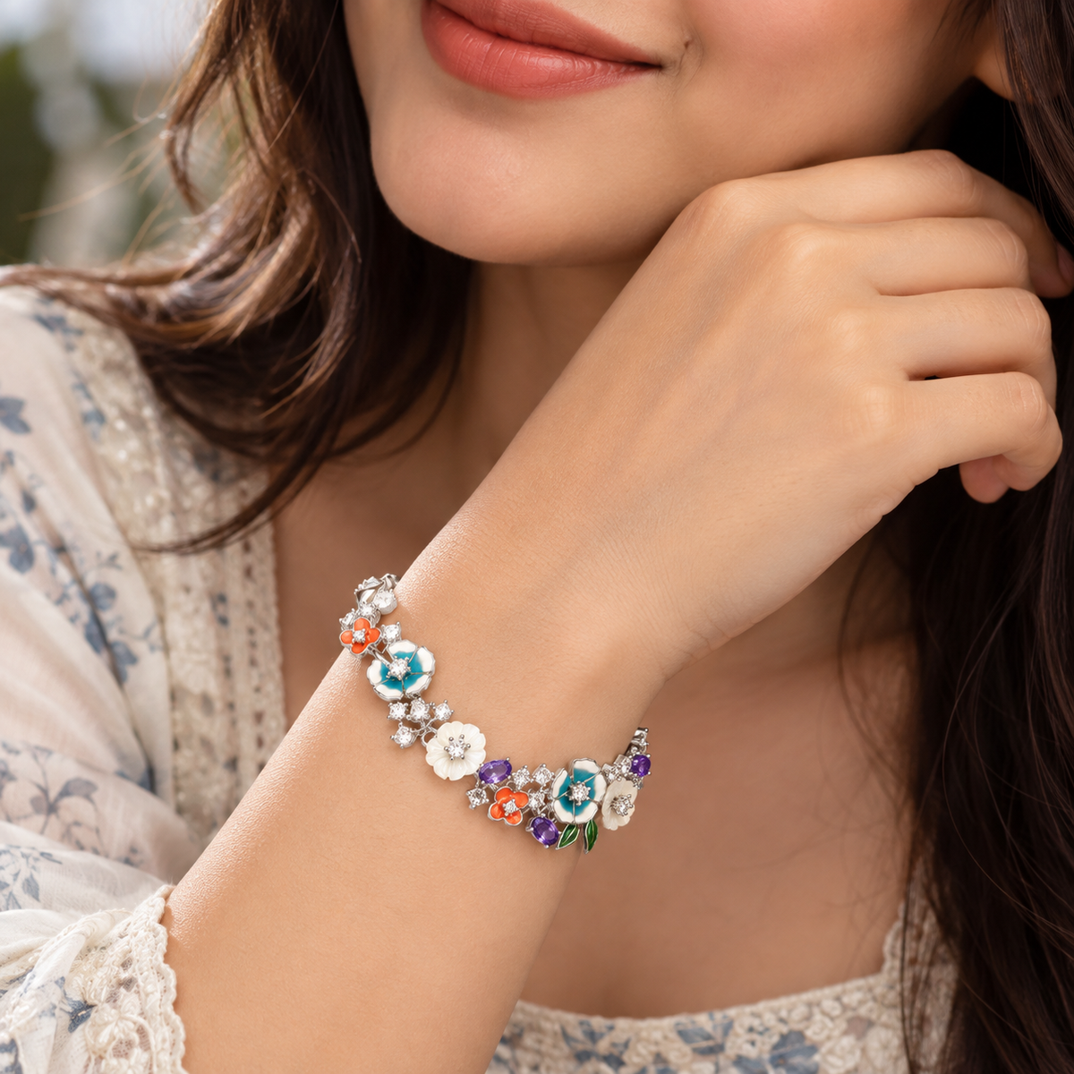 Enamel Bloom Garden Bracelet