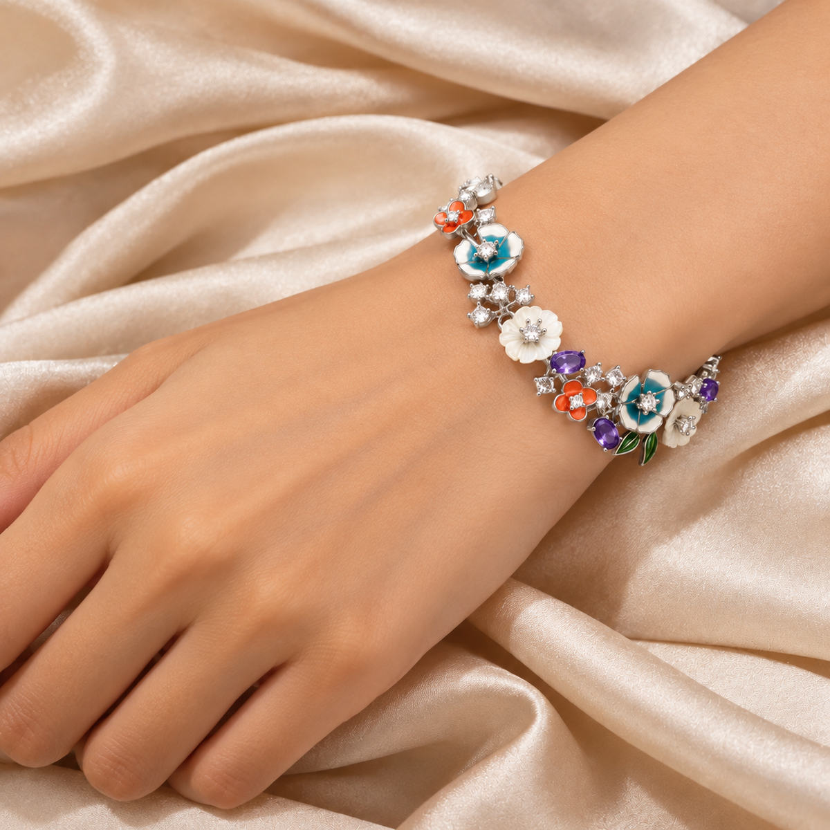 Rainbow Petal Vine Bracelet for Women