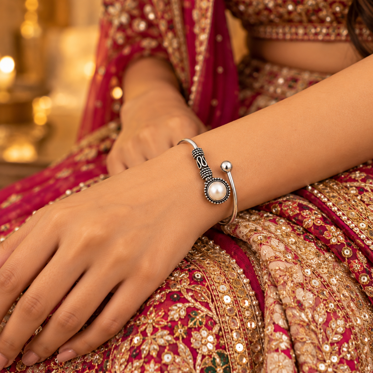 Moonlight Pearl Bypass Bangle