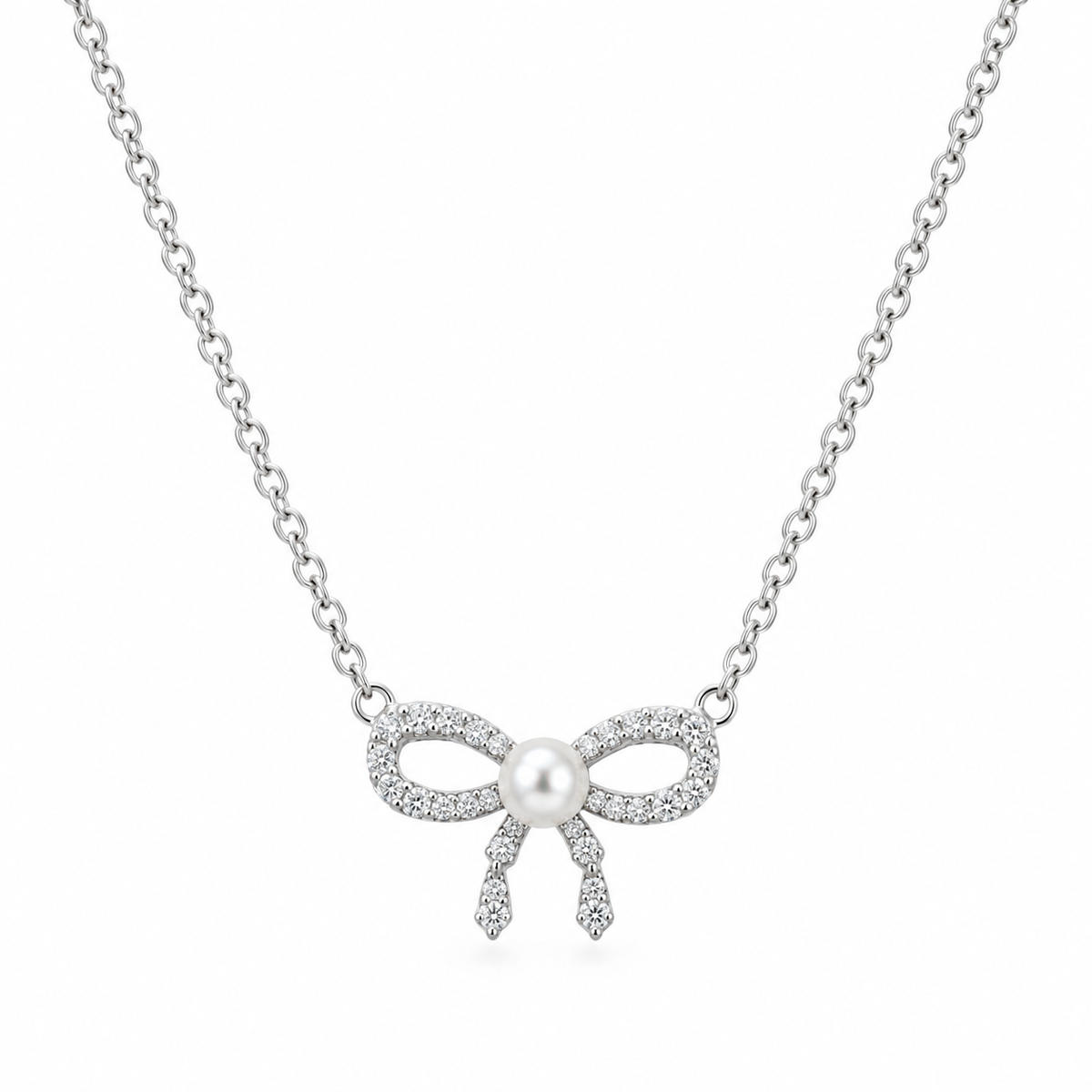Pearl Bow Pendant Necklace