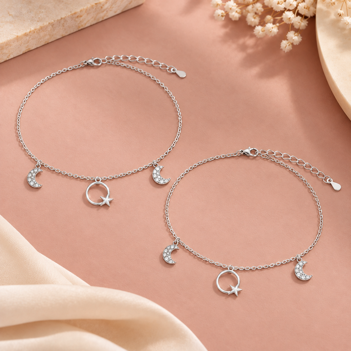 Celestial Moon & Star Charm Anklet