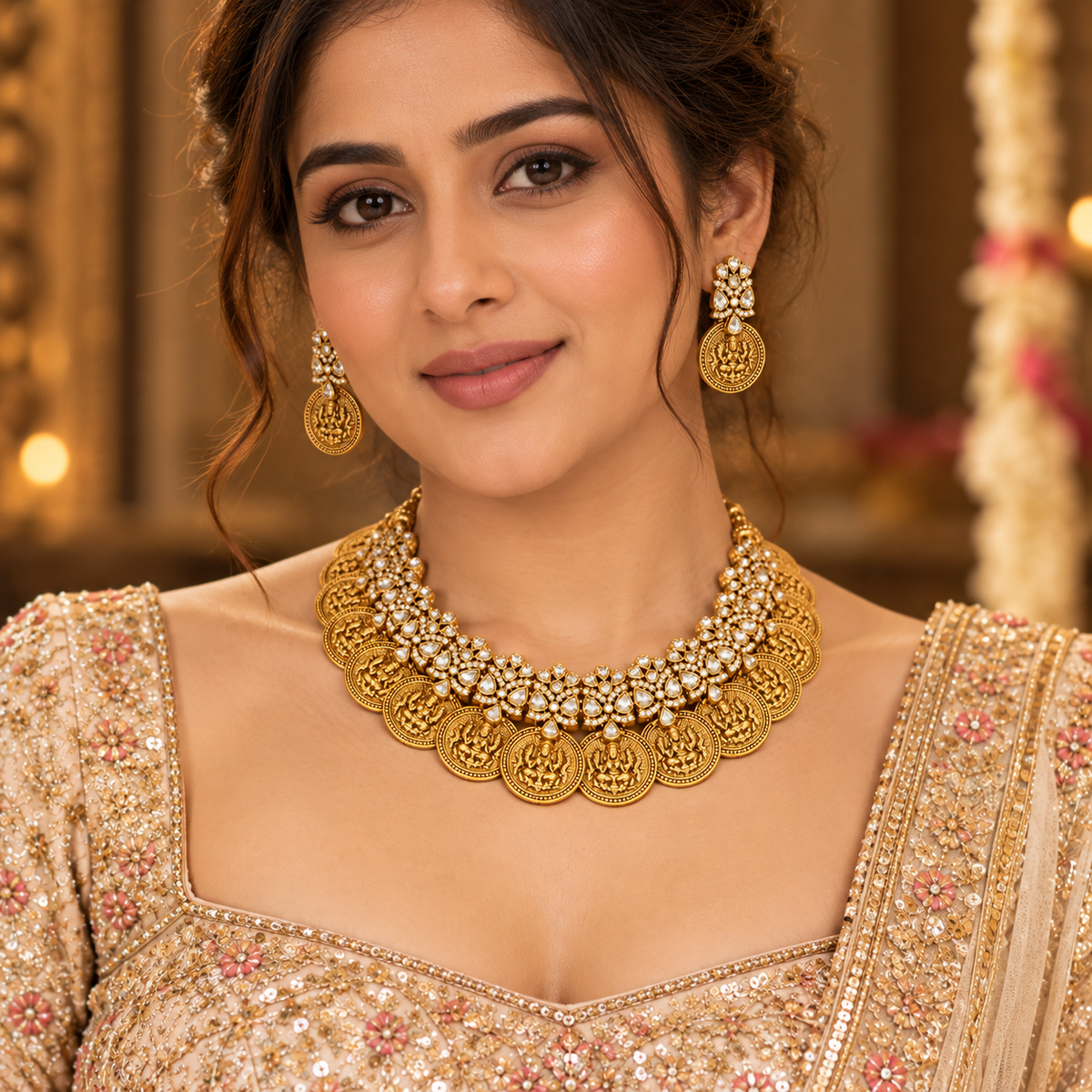 Lakshmi Coin & Kundan Strand Choker