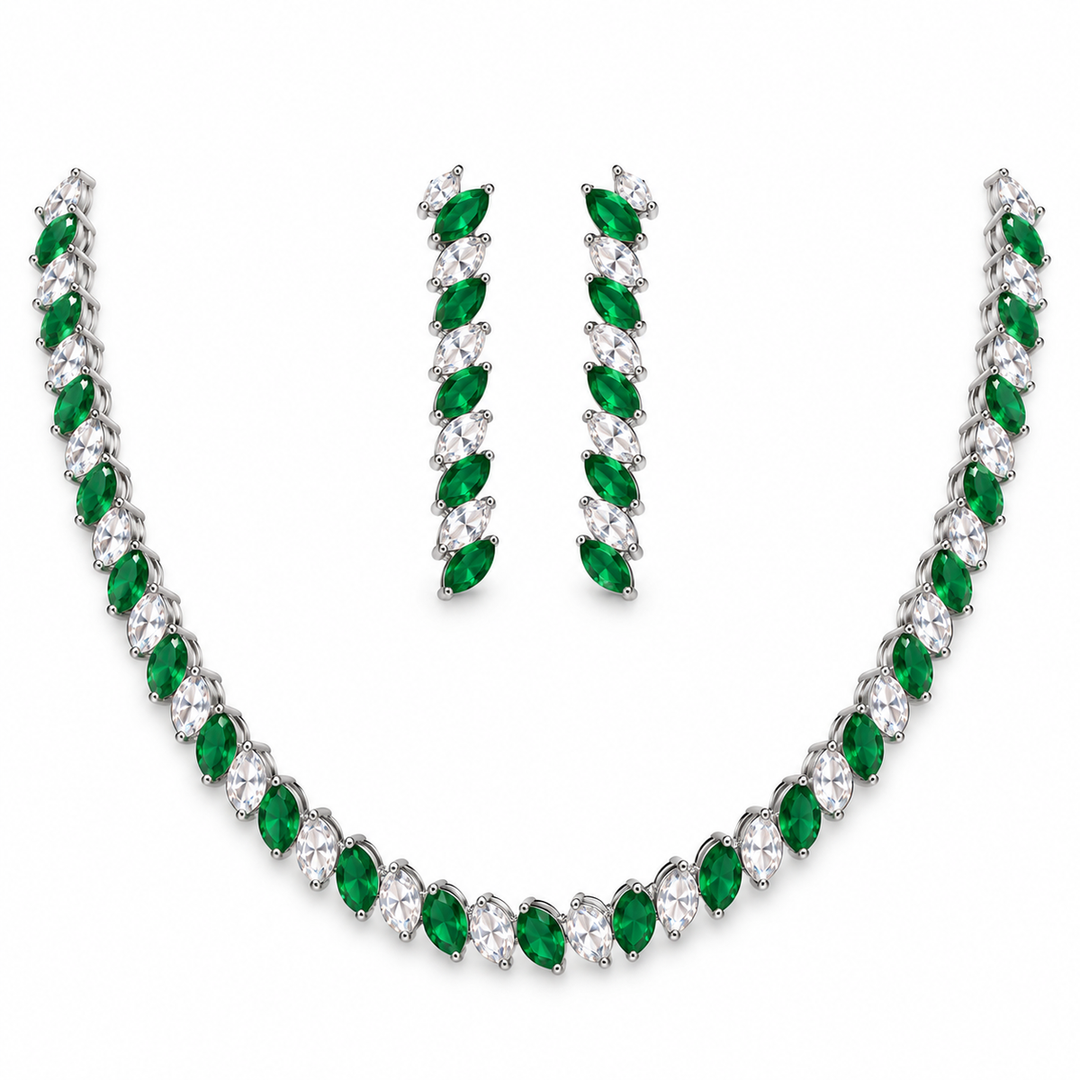 Emerald Laurel Marquise Necklace