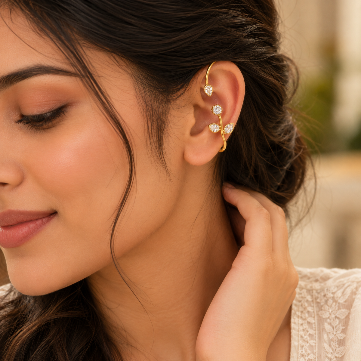 Gilded Ivy Ear Cuff Climbers