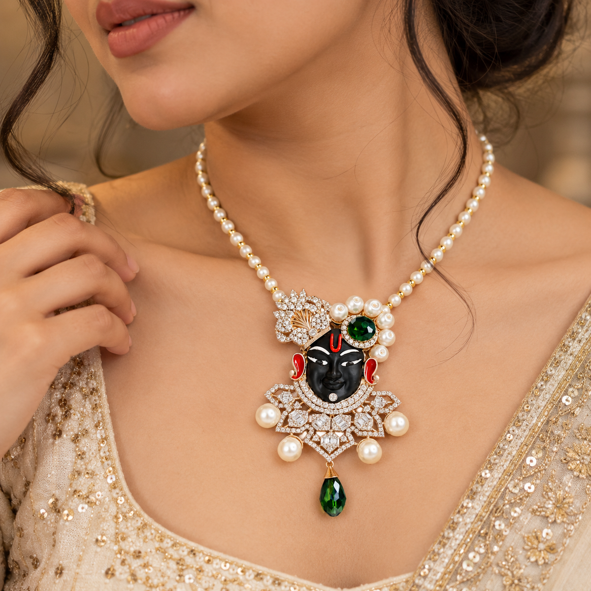 Shri Nath Pendant & Brooch Necklace