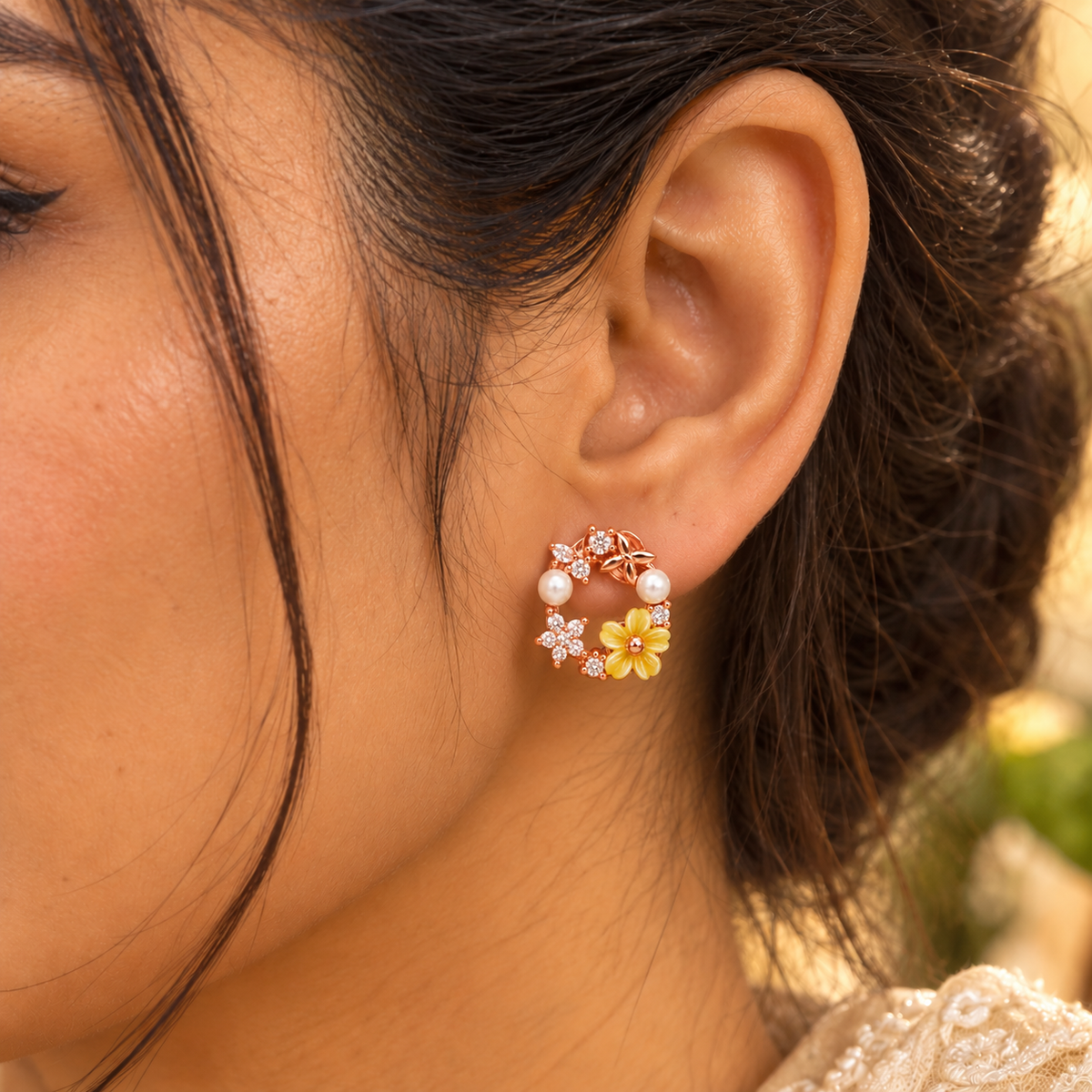 Golden Bloom Wreath Studs