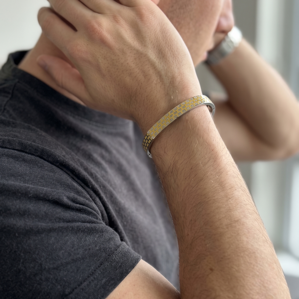 Hive Weave Dual-Tone Bangle