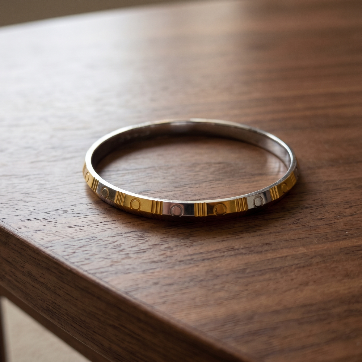 Rivet Edge Dual-Tone Bangle for Men