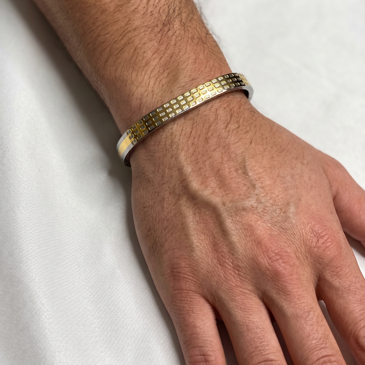 Hive Weave Dual-Tone Bangle