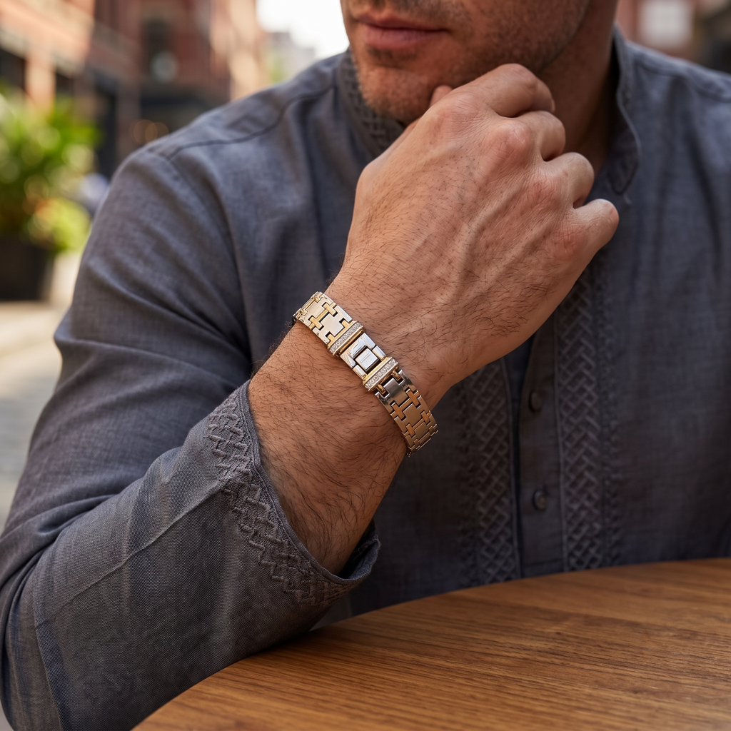 Titan Cross-Link Dual-Tone Bracelet for Men
