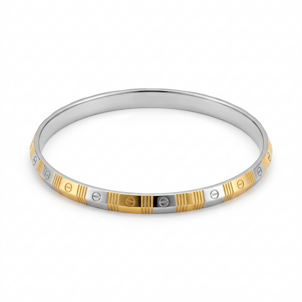 Rivet Edge Dual-Tone Bangle for Men