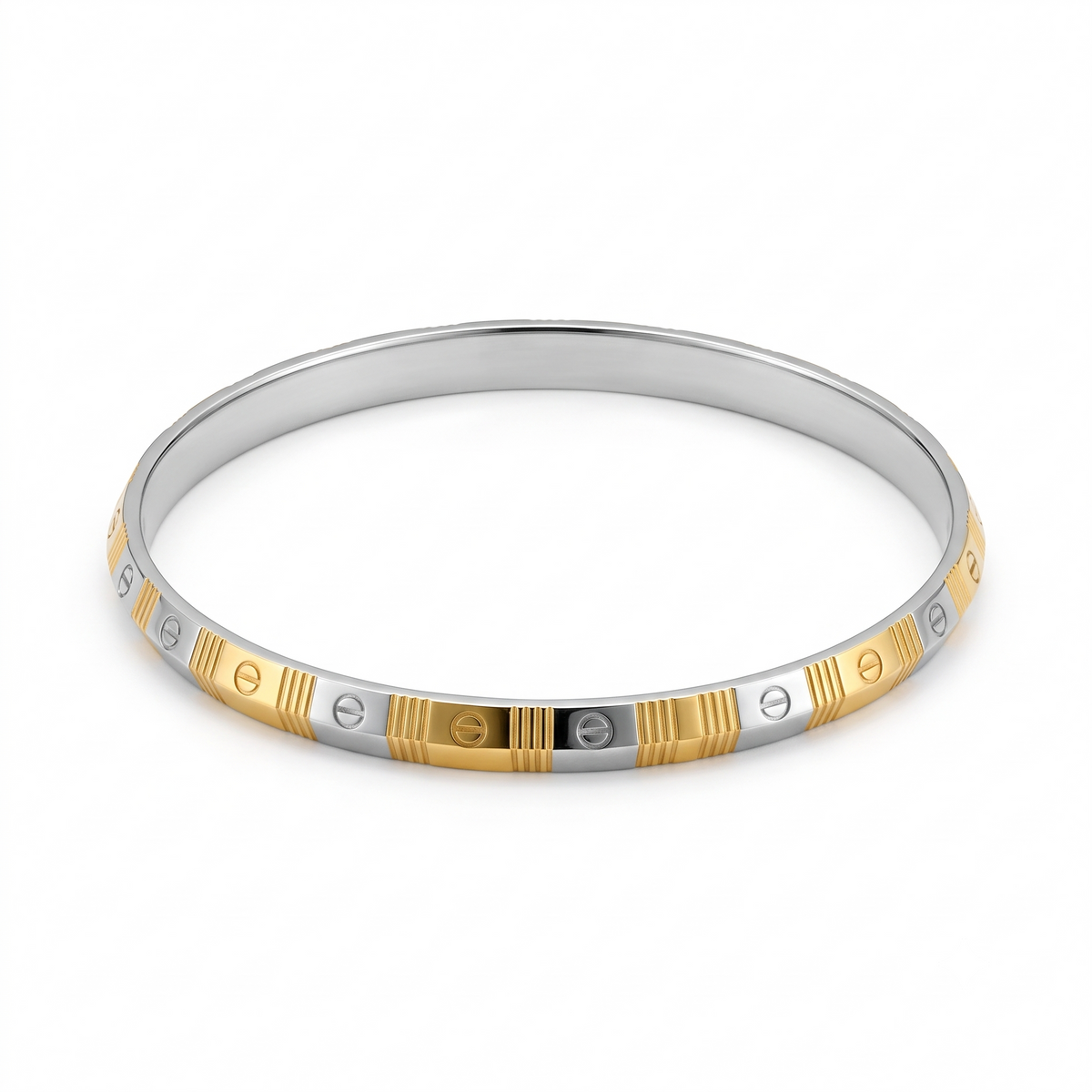 Rivet Edge Dual-Tone Bangle for Men