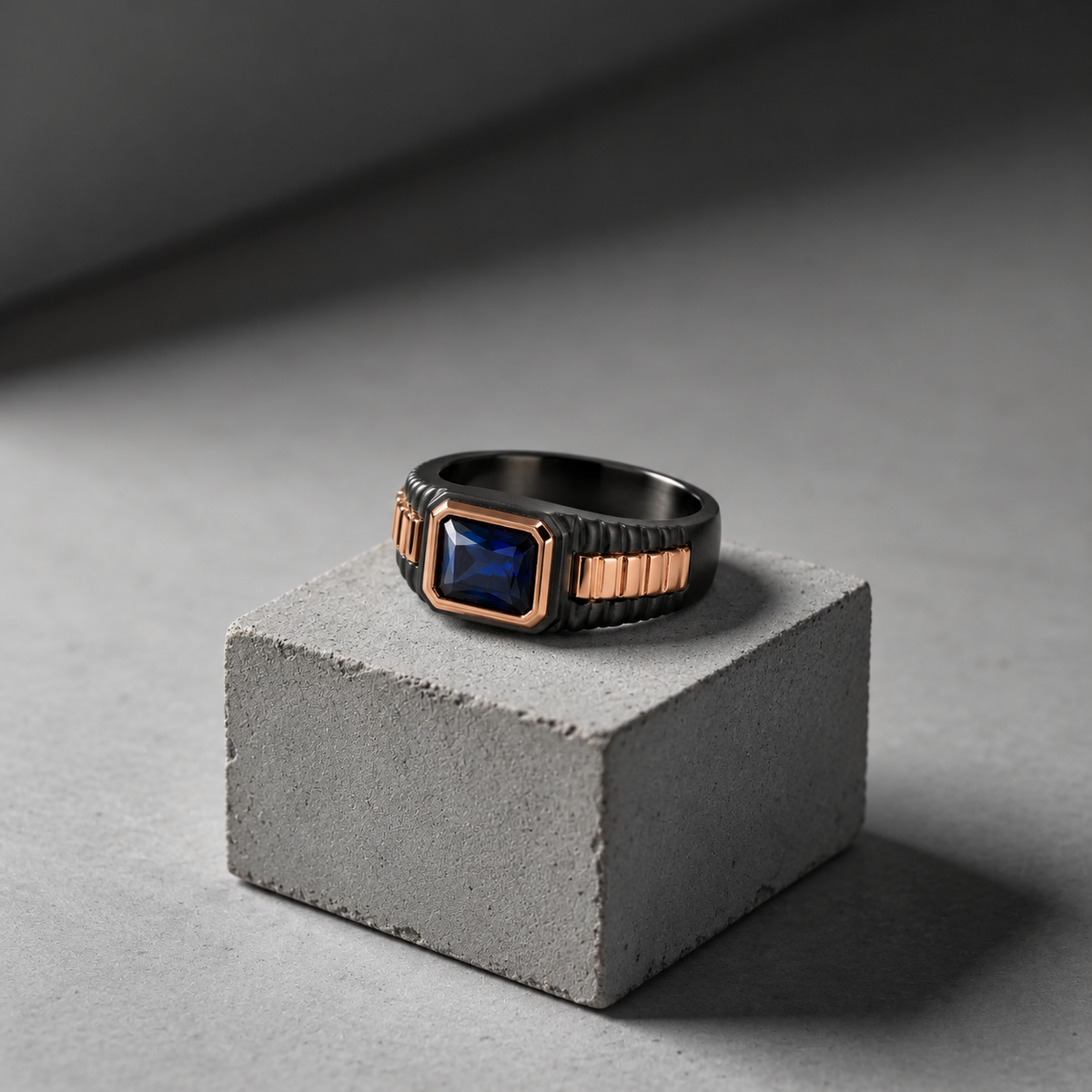 Ridged Link Signet Ring