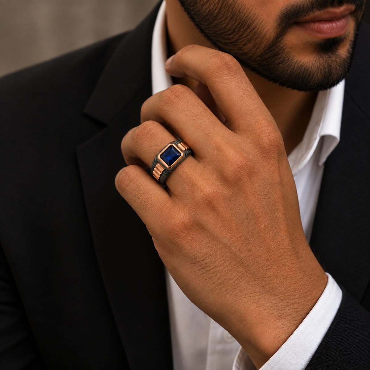 Ridged Link Signet Ring