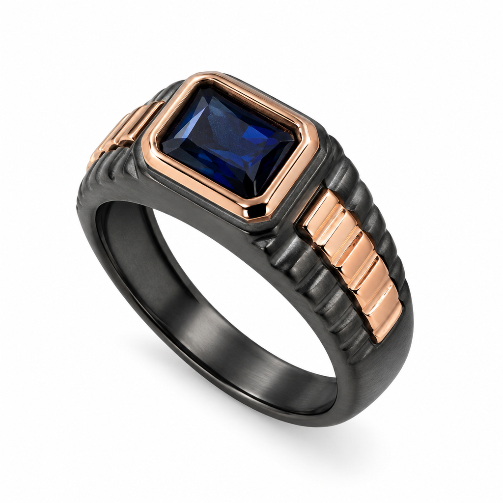 Ridged Link Signet Ring