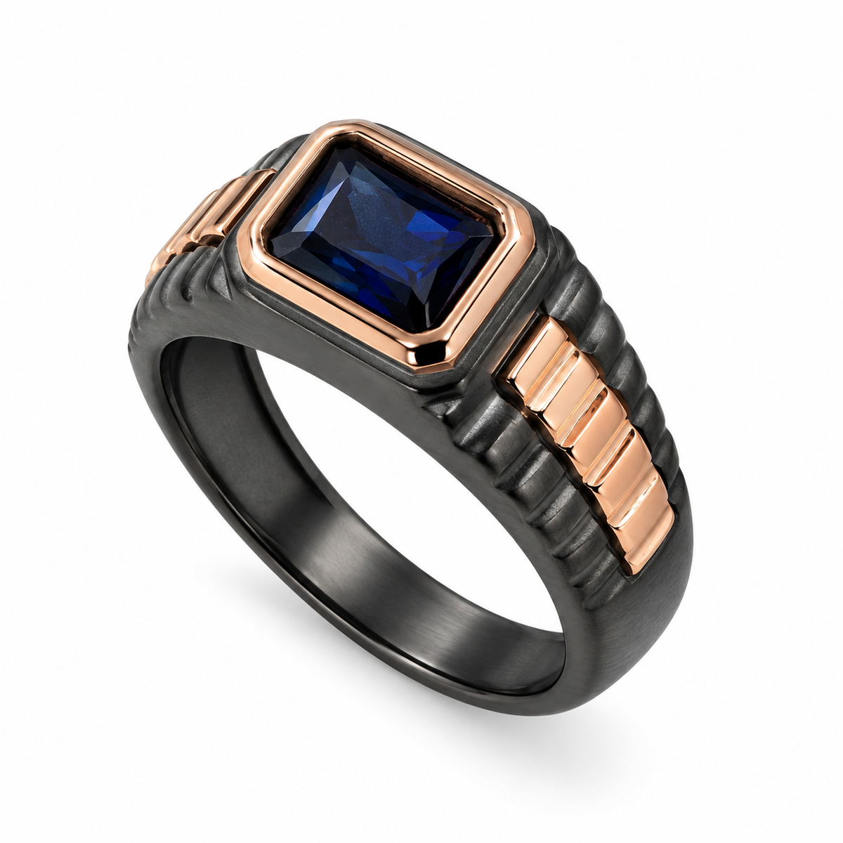 Ridged Link Signet Ring